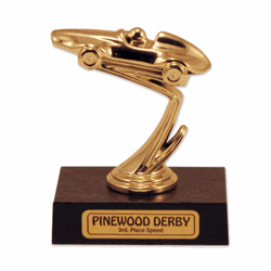 4" Tall Pinewood Derby&reg; Trophy - Sticker Base
