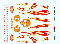 Skulls on Fire - Red Decal - PD 57