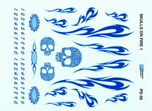 Blue Flames Decal for Pinewood Derby Cars